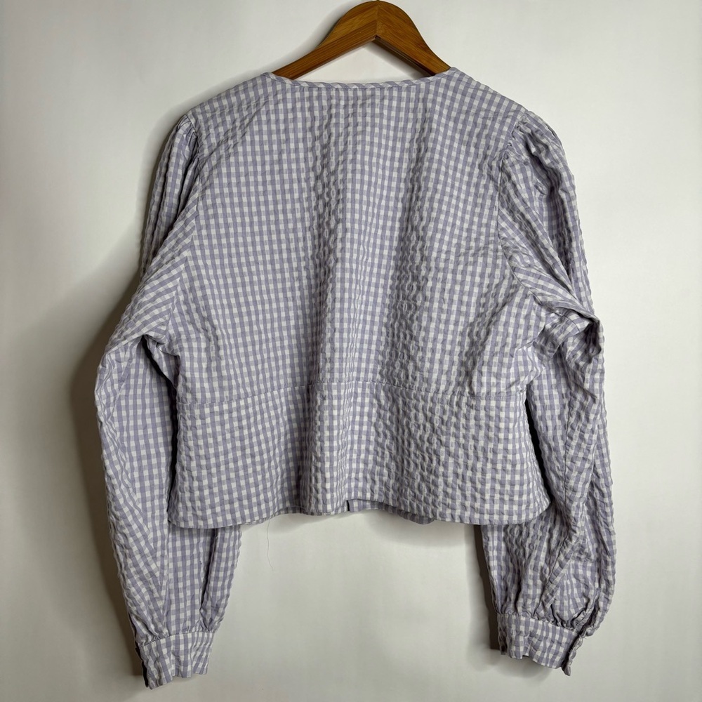 Anthropologie Maeve Crop Gingham Blouse Purple size 22W - Picture 12 of 14